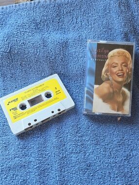 Vintage Portable Audio Cassette Tape - White & Yellow Marilyn Monroe Portrait
